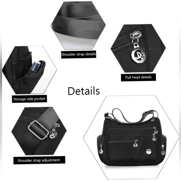 🆕️Trendy Nylon Crossbody Casual Waterproof Travel Bag | 7 Zippered Pockets - Picture 5 of 10